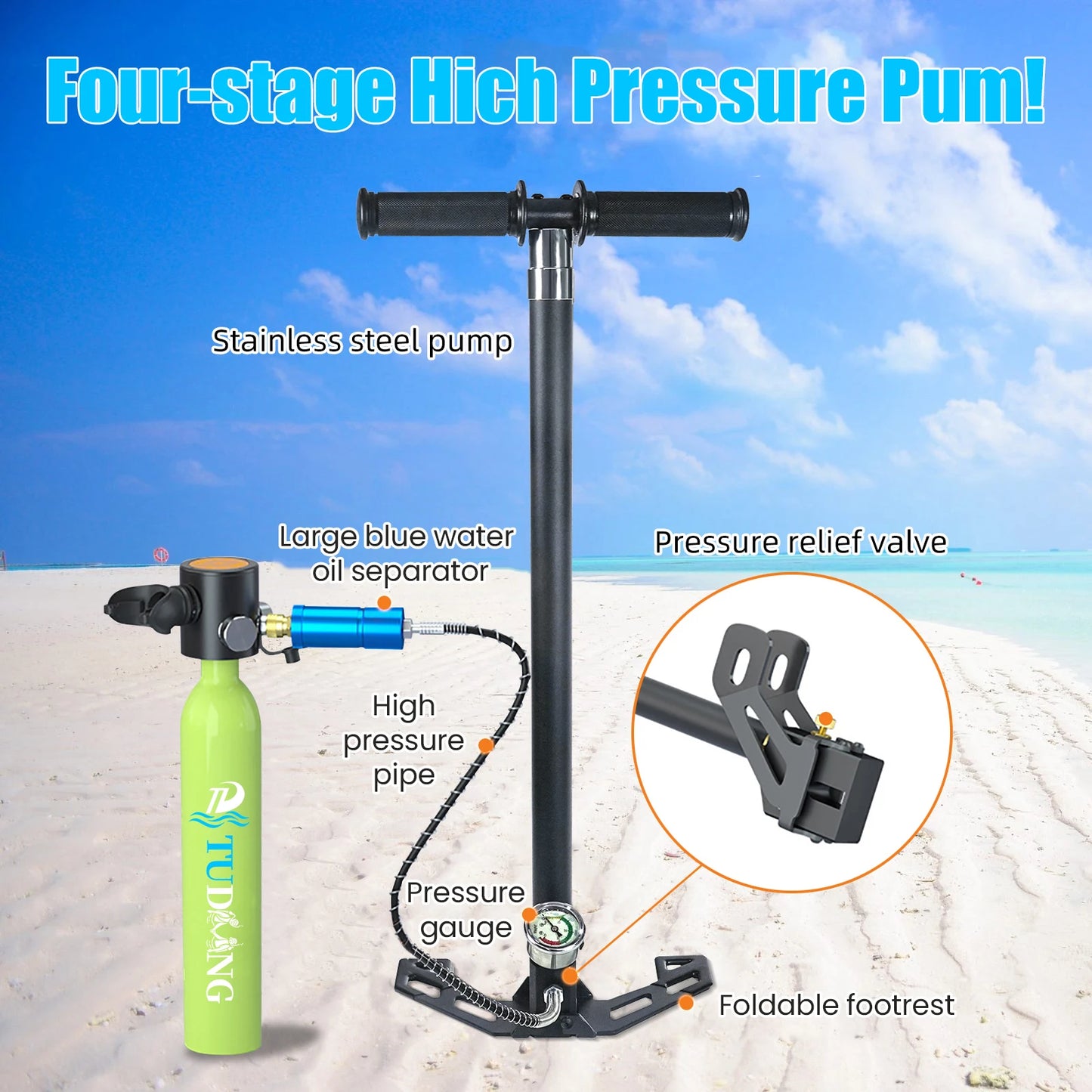 TUDIVING Mini Scuba Tank With Mask Portable Underwater Breathing Training