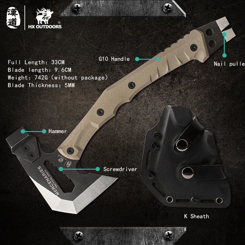 HX OUTDOORS Mercenarys Full Tang Camping Survival Tomahawk Hatchet