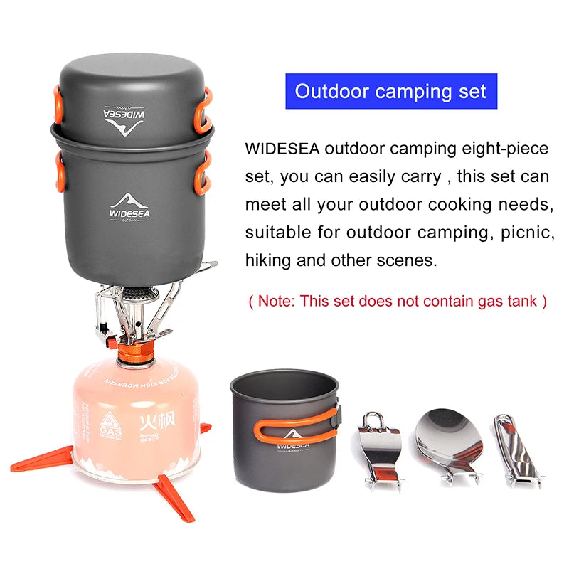 Widesea Camping Cookware Set With Portable Pot Folding Stove Tableware