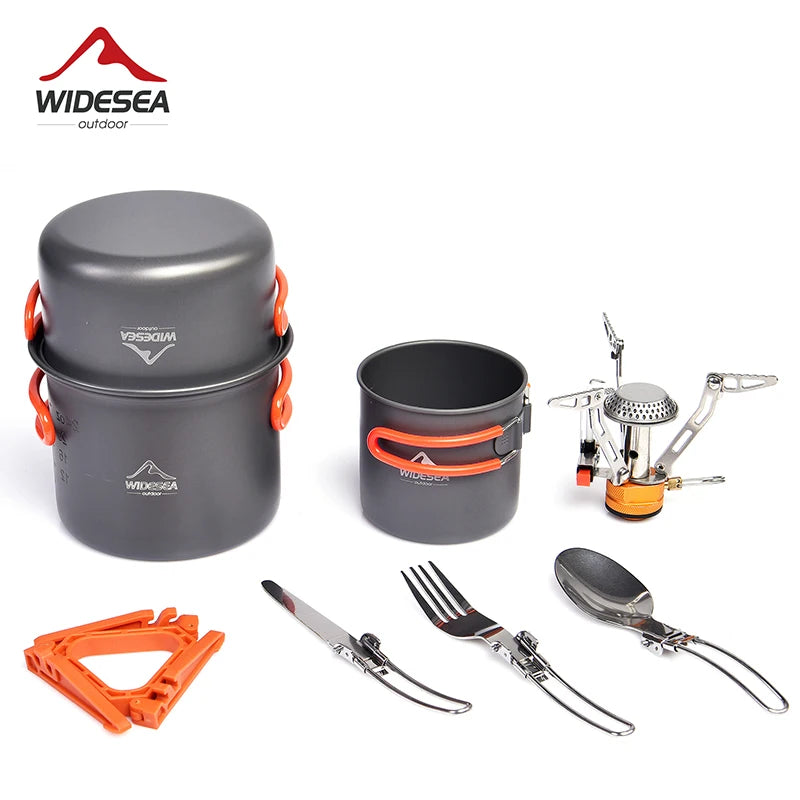 Widesea Camping Cookware Set With Portable Pot Folding Stove Tableware