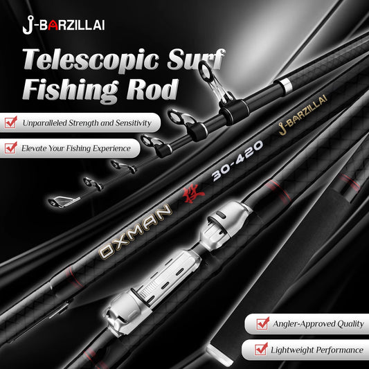 J BARZILLA Ultrareinforced Telescopic Surfcasting Fishing Rod for Oceanfront Angling