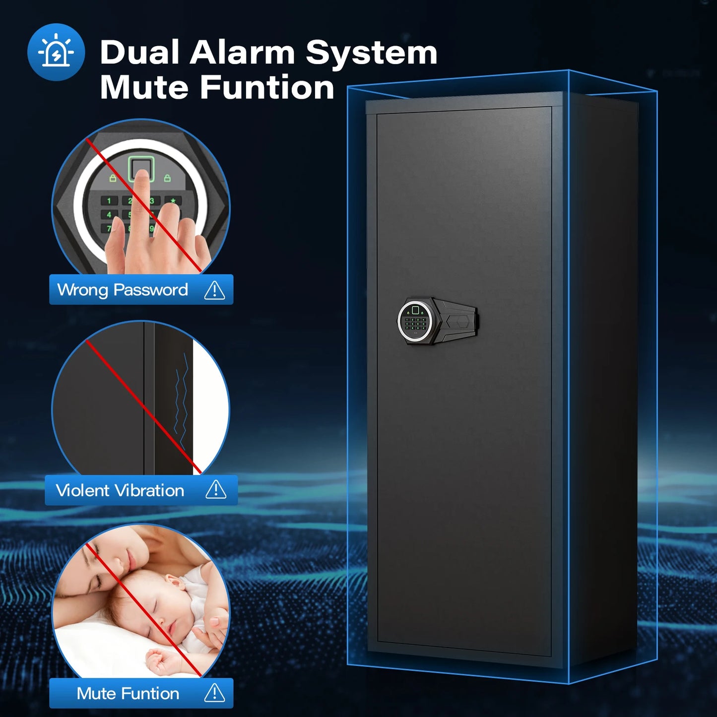 Kavey Biometric Gun Safe With Magnetic Induction Light