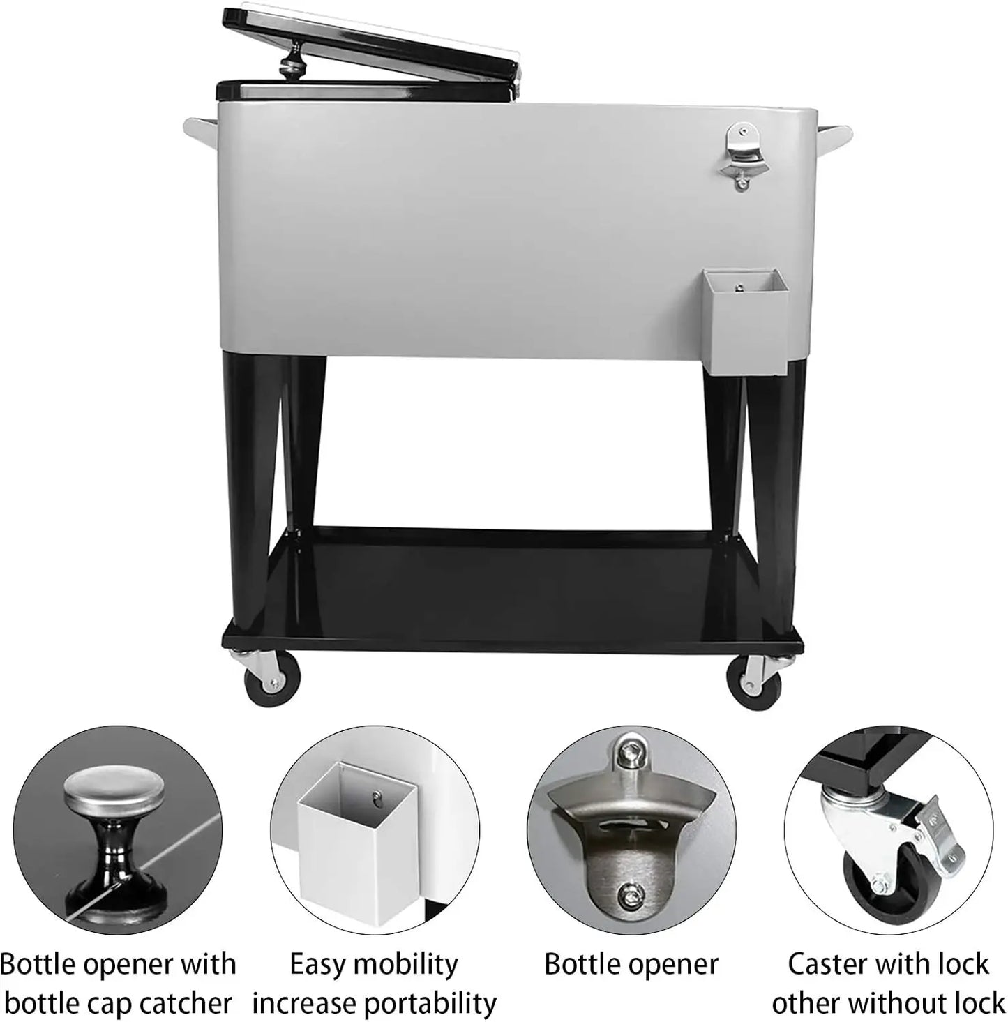 XMSJBuckets Coolers And Holders Rolling Cooler Cart For Outdoor Use