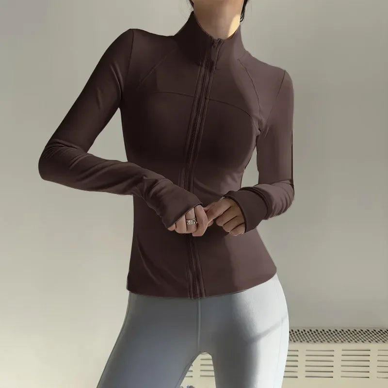 Women Zip Fitness Jacket Long Sleeve Quick Dry Yoga Top