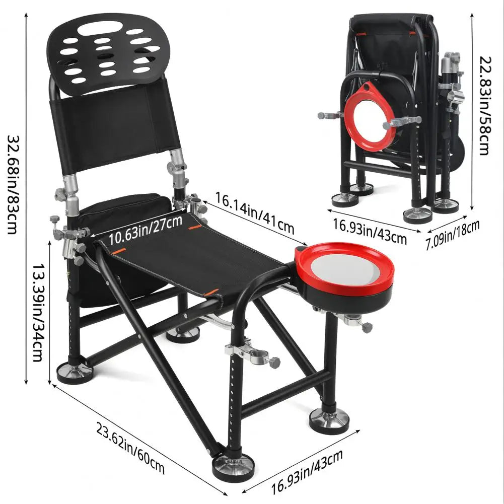 Fold Rise Fall Fishing Chair With Backrest Rod Holder
