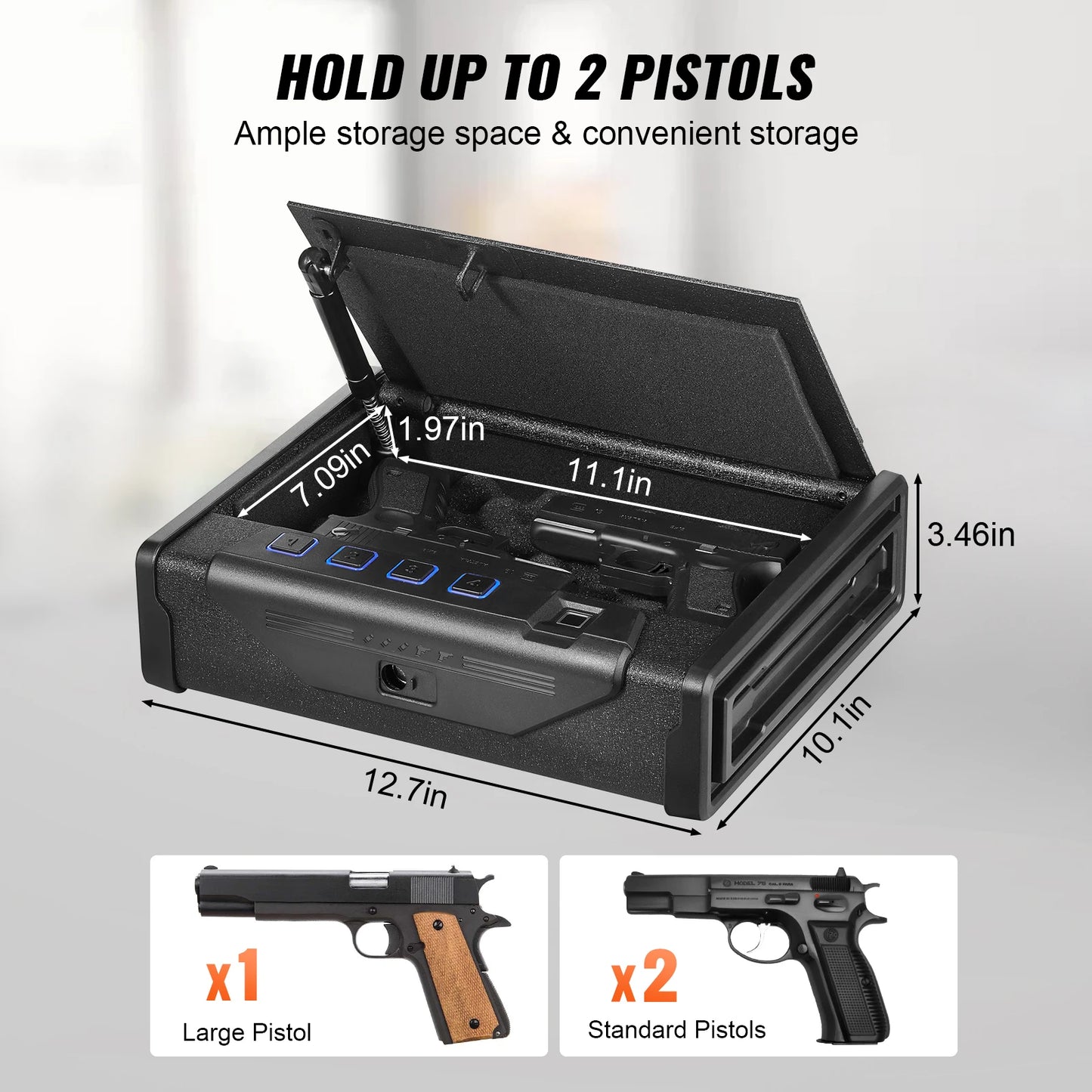 SucceBuy Gun Safe Pistol Case With 3-Way Quick Access Biometric