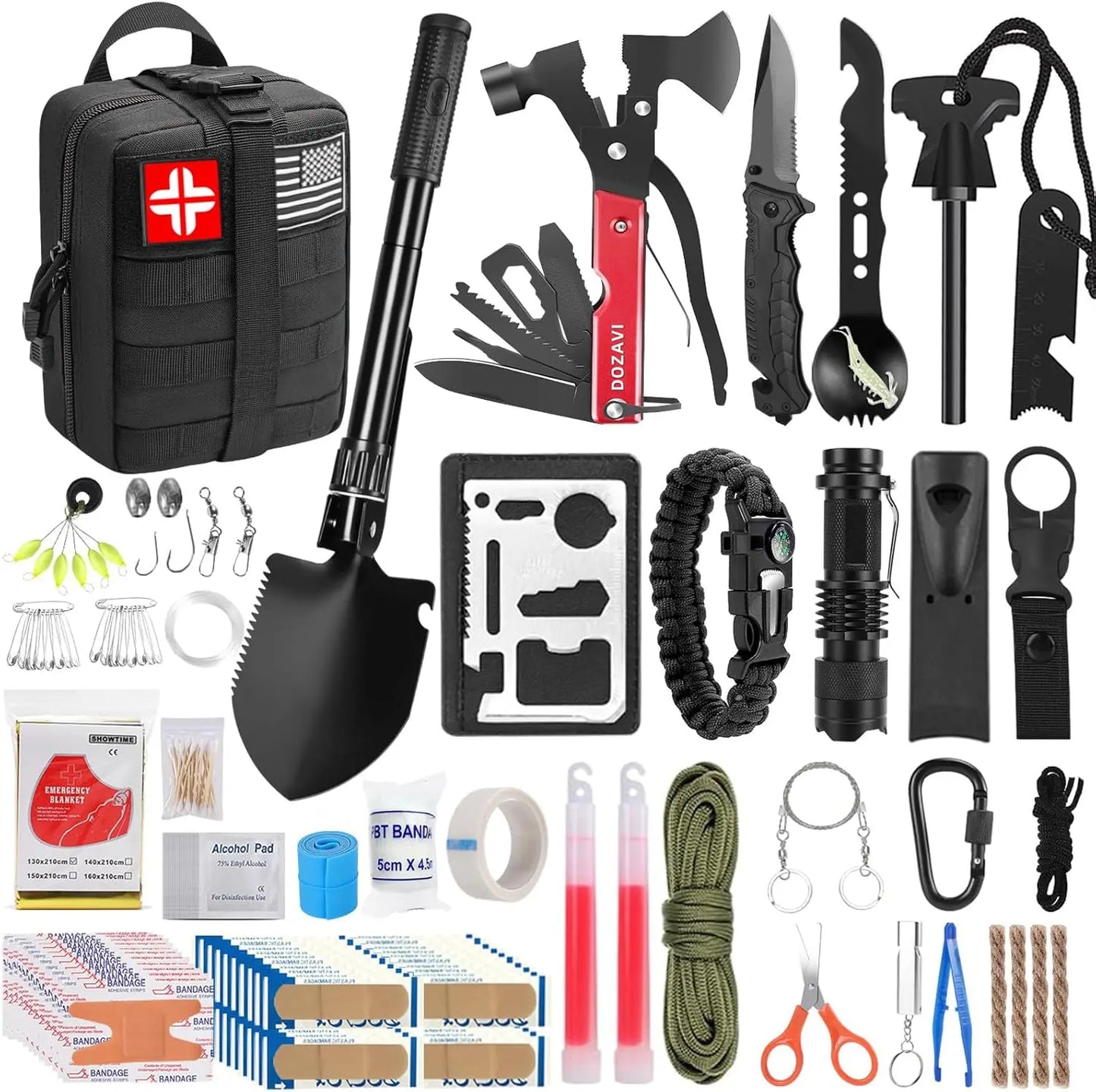 Survival Kit For Outdoor Emergency Gear With Molle Pouch Camping