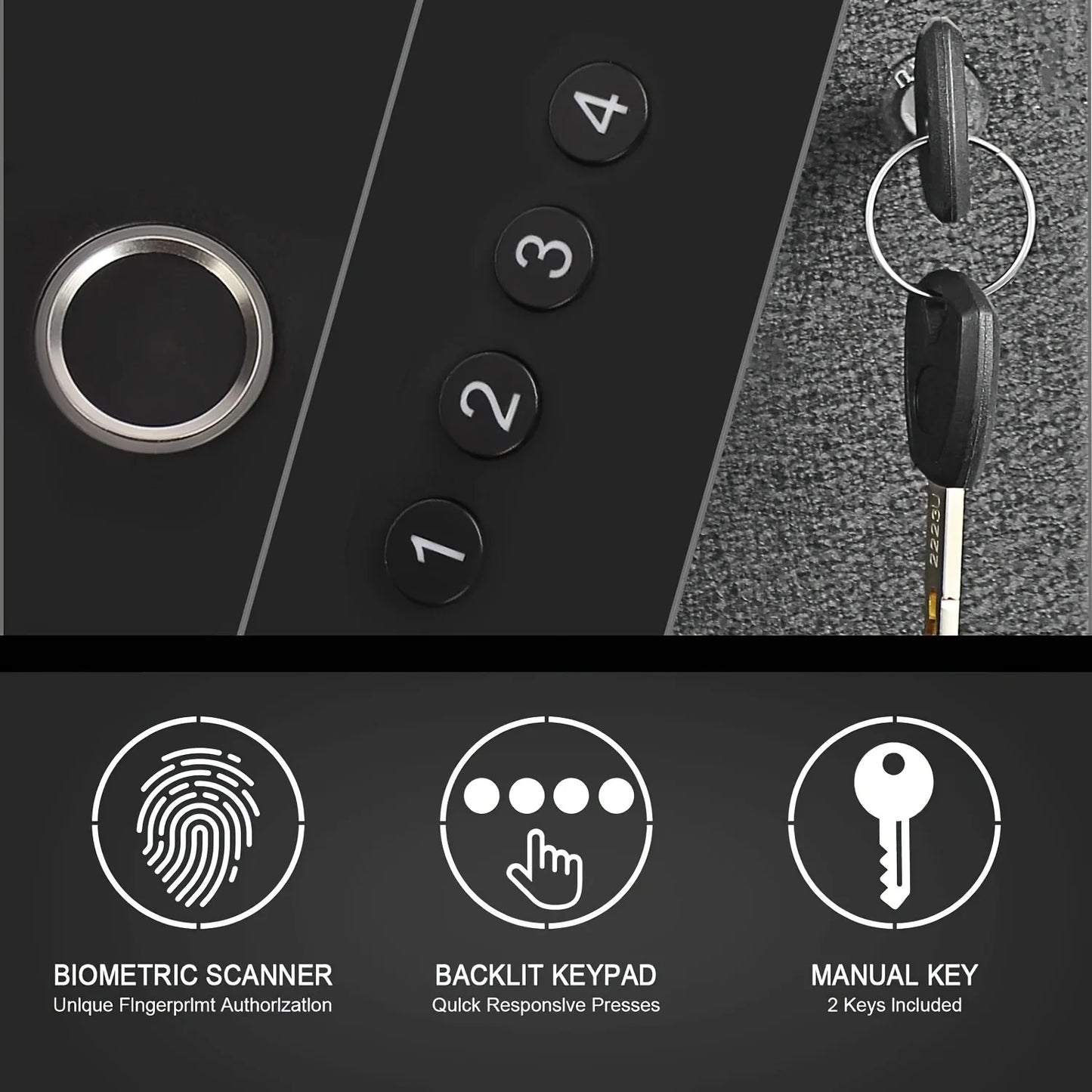 Biometric Nightstand Handgun Safe With Auto Sliding Door