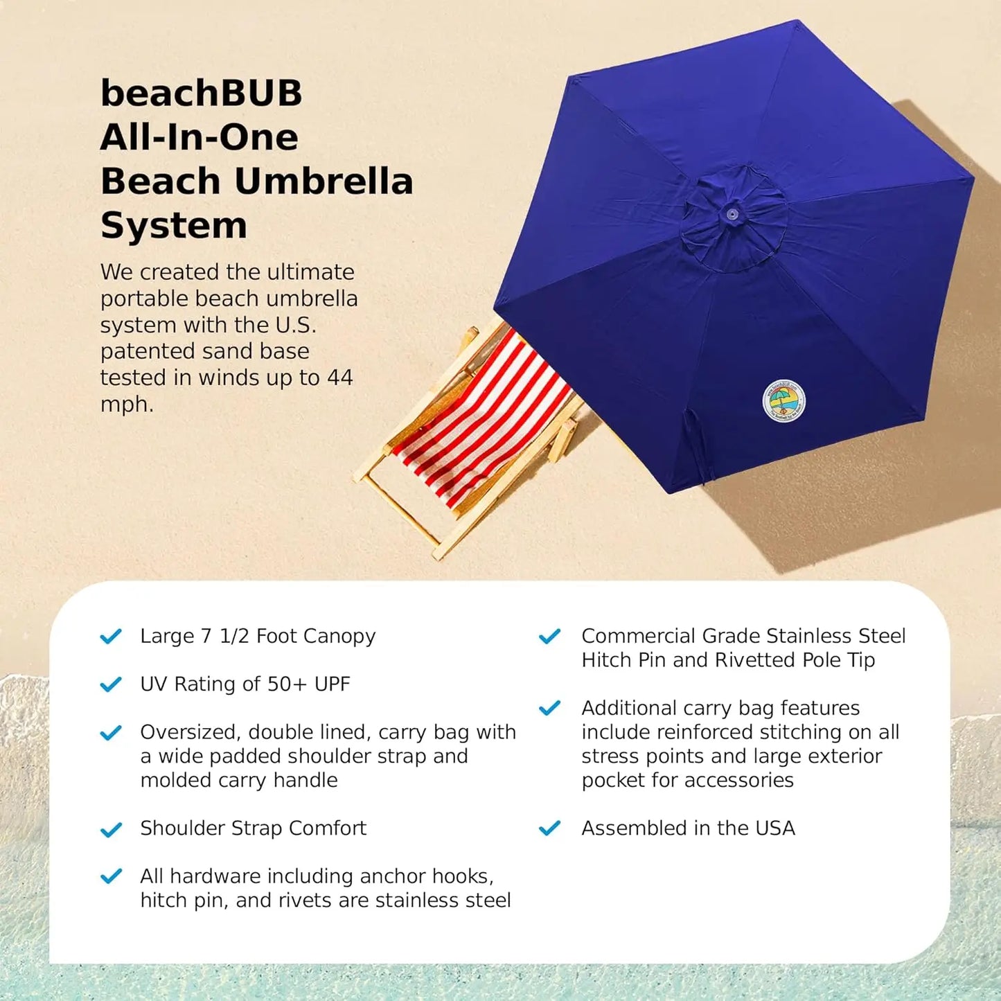 XMSJH All in One Beach Umbrella System with Ultra Base