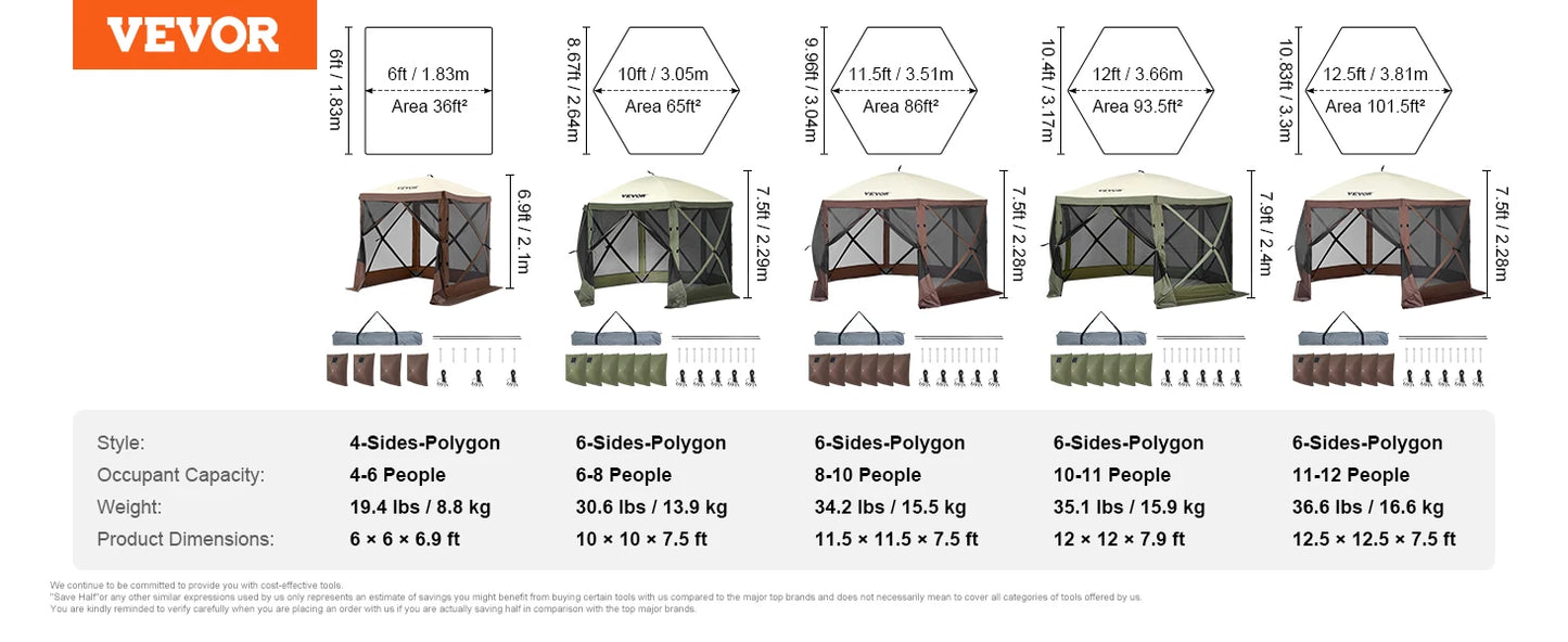 SucceBuy Pop Up Gazebo Tent With Mesh Windows Outdoors