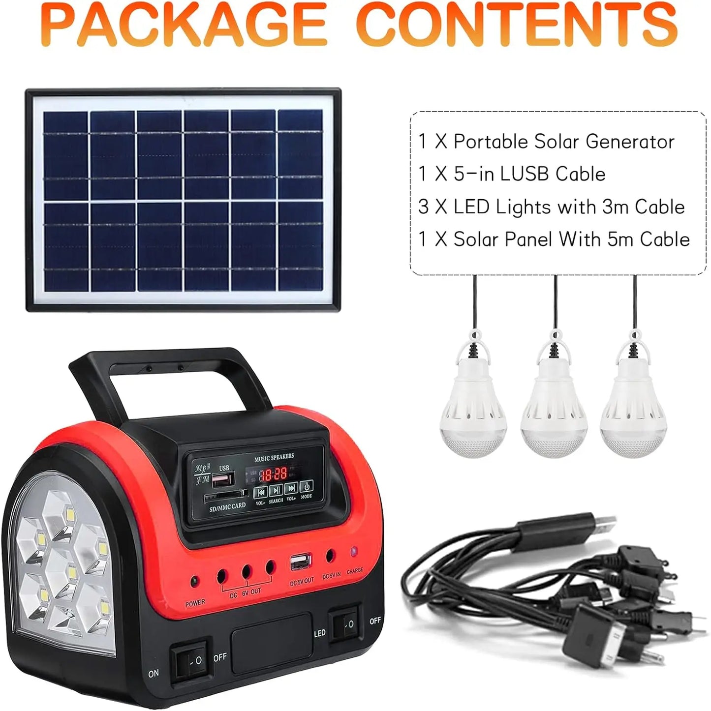 Portable Solar Power Station LiFePO4 Battery 12500mAh USB DC Outlets