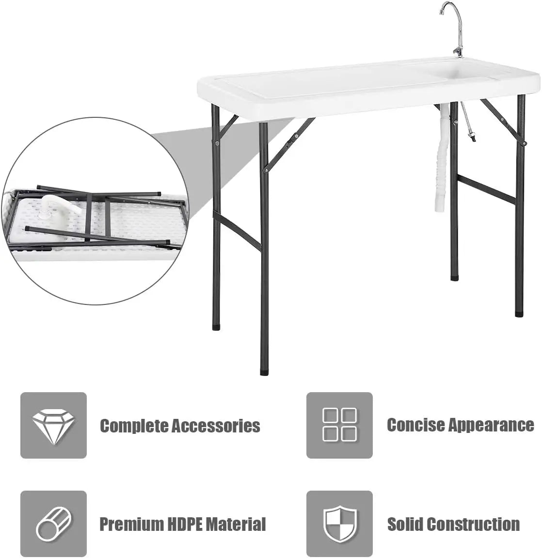 Hign-concerned Portable Fish Cleaning Table With Sink