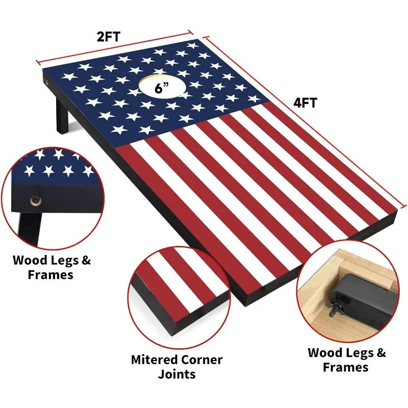 Wood Cornhole Boards Set With Carry Case And 8 Bean Bags For Indoor And Outdoor Use