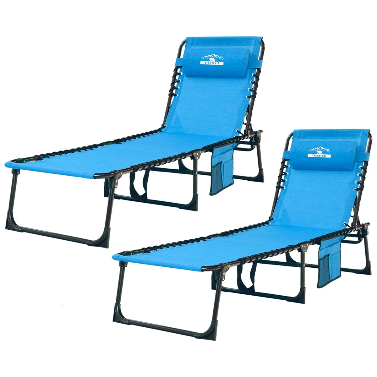 Tisetrail 2Pack Folding Chaise Lounges Sun Lounger Set
