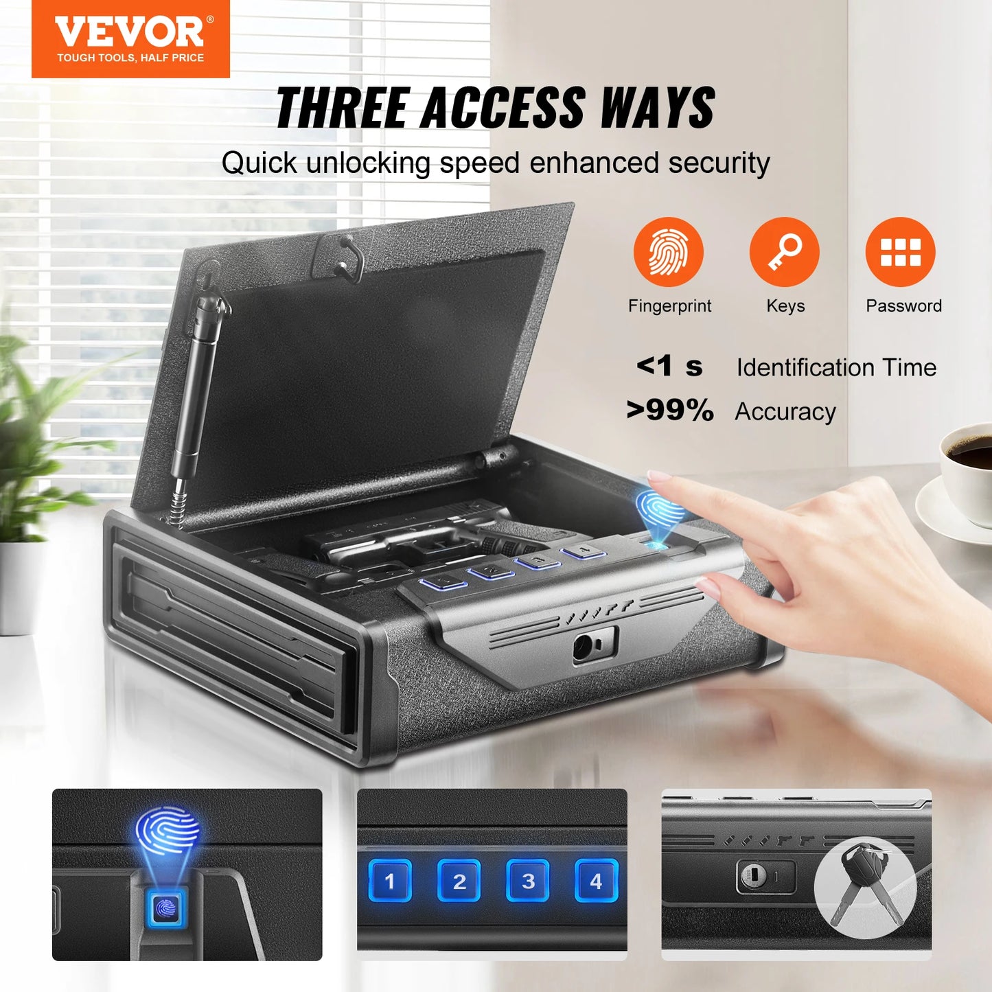 SucceBuy Gun Safe Pistol Case With 3-Way Quick Access Biometric