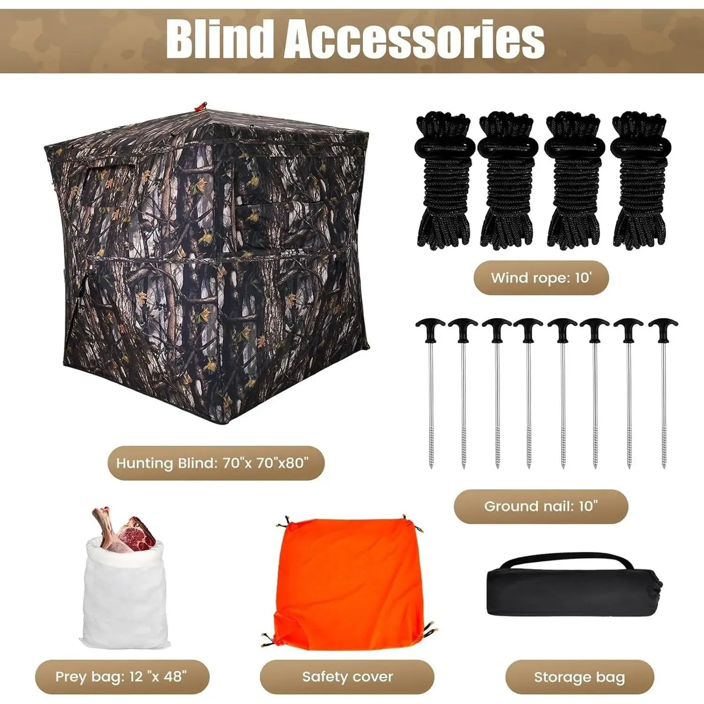 Hign-concerned Hunting Blind 300D See Through Ground Blind With Carrying Bag For 2 3 4 Person Pop Up Deer Blind Portable
