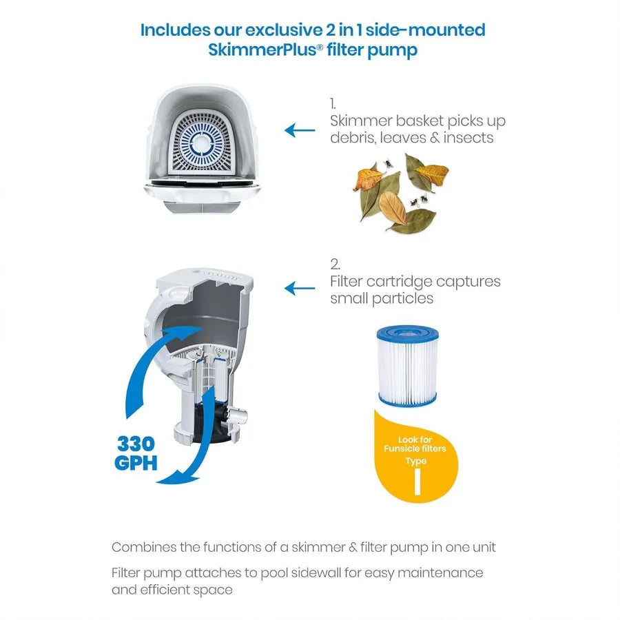 XMSJ Above Ground Pool Set with Skimmer and Filter Pump
