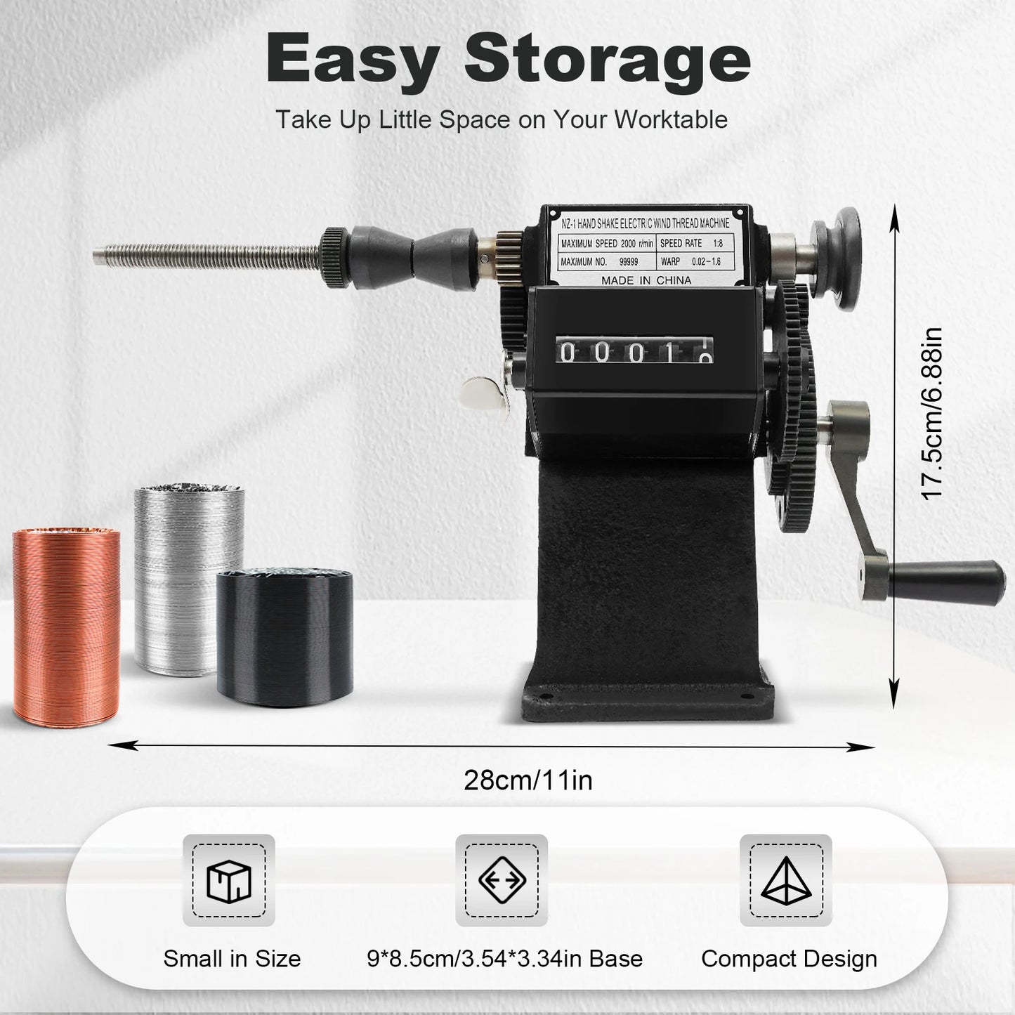 Fishing Line Spooler With Counting Machine Cast Iron Frame