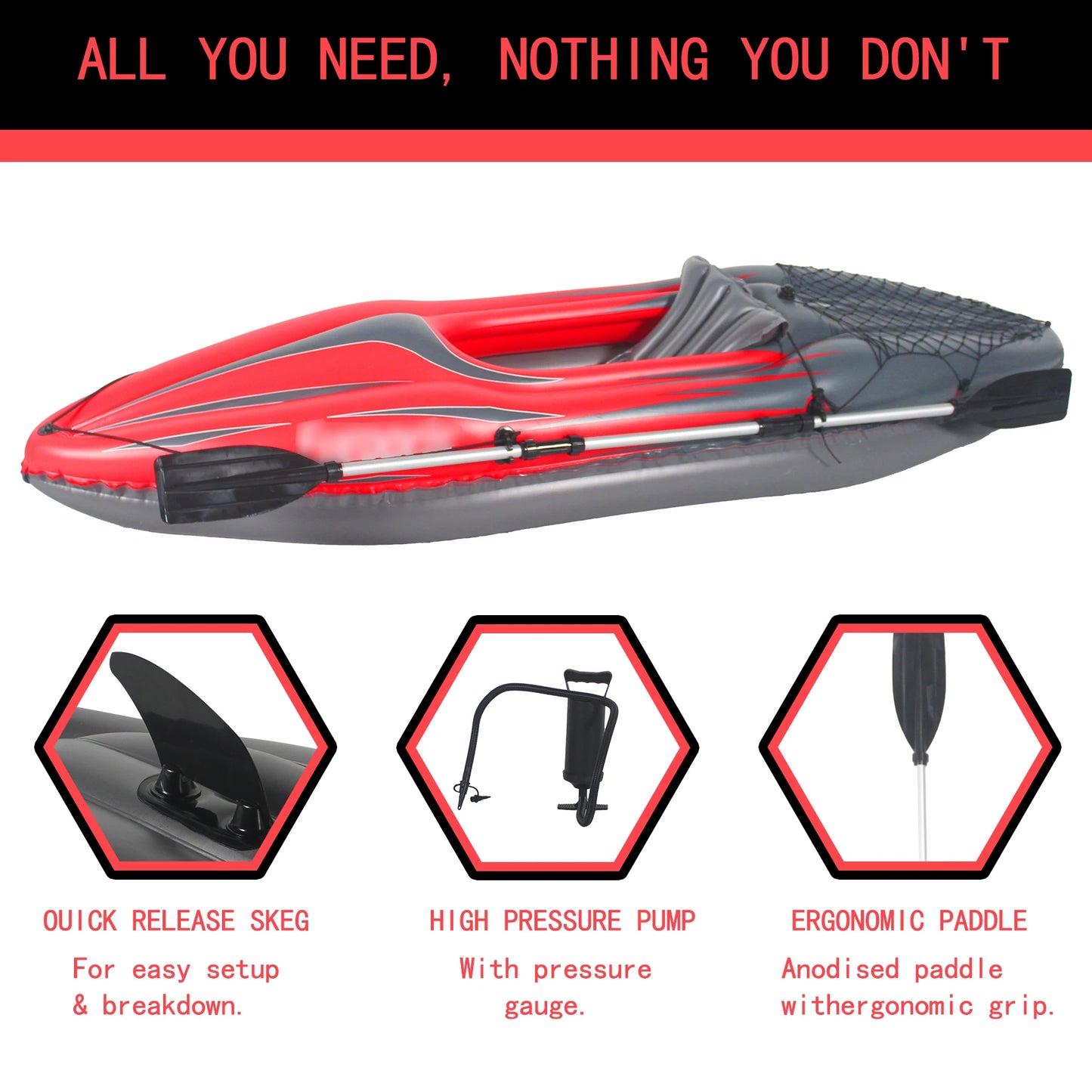 HHSJZWCY Inflatable Single Person Kayak for Lakes and Rivers