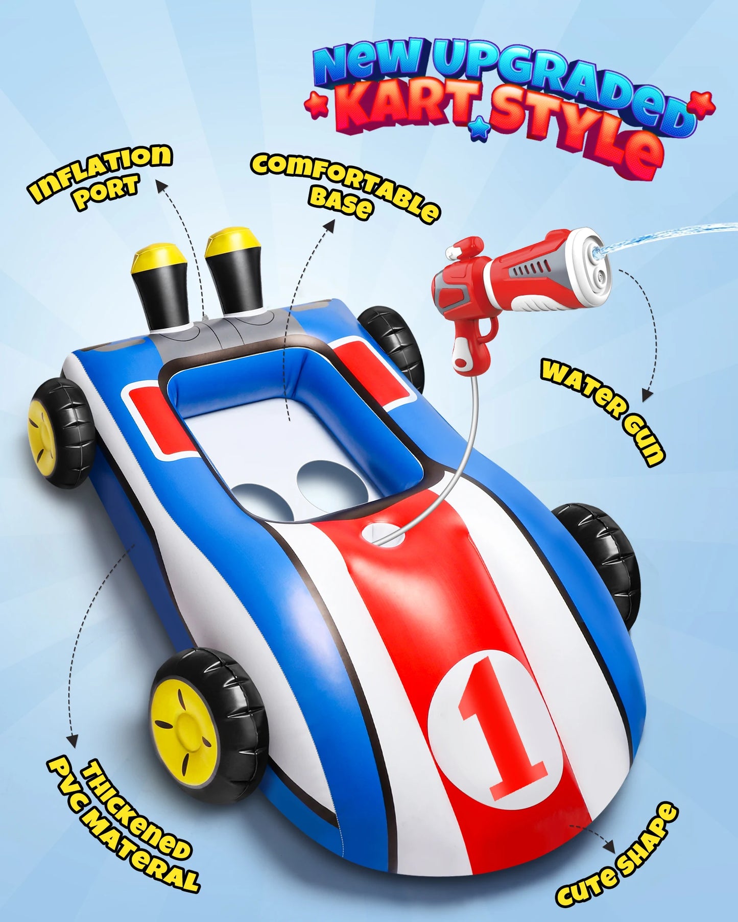 Hot Bee Inflatable Pool Float With Water Gun Ride On Toy