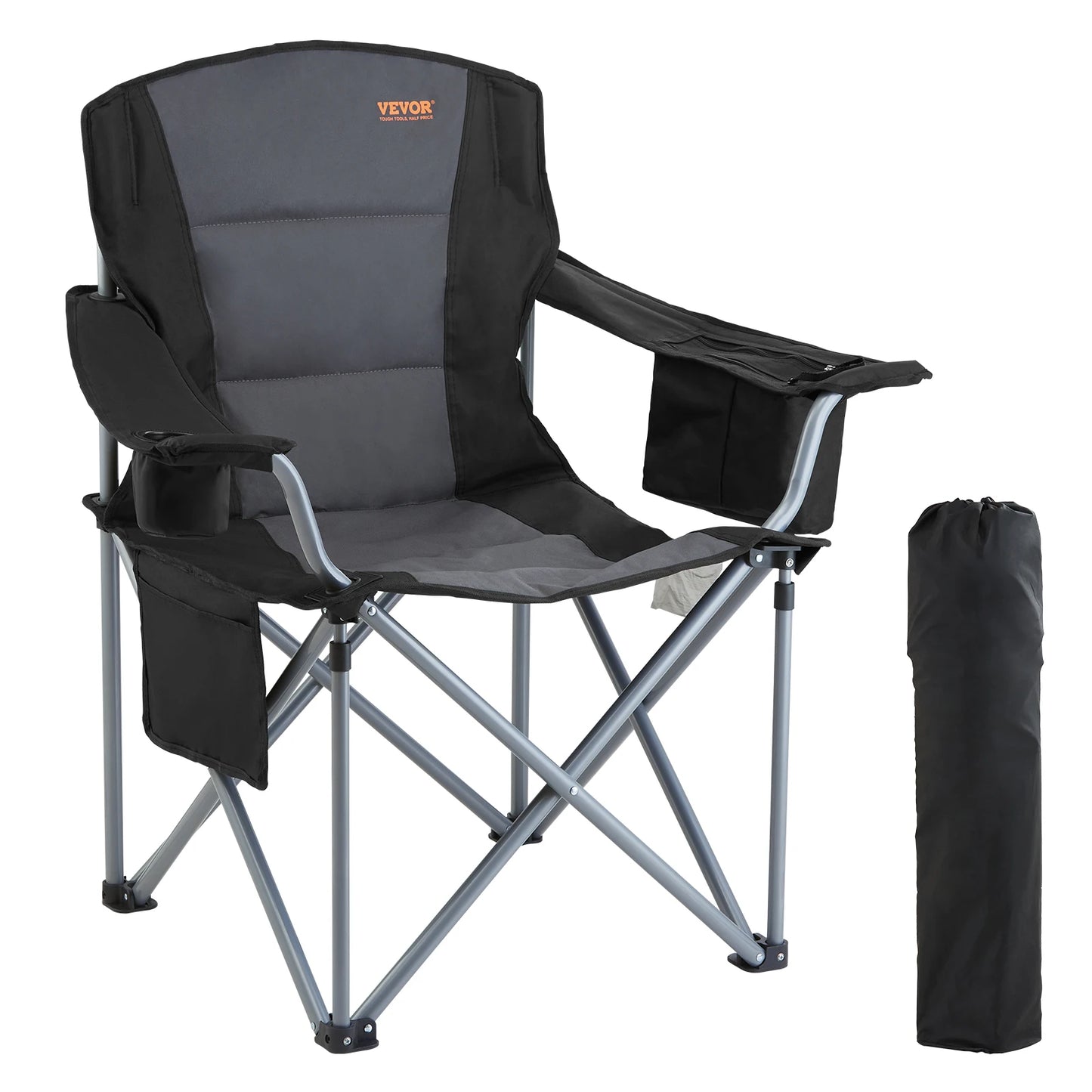 VEVOR Camping Folding Chair With Side Pockets And Padded Lumbar