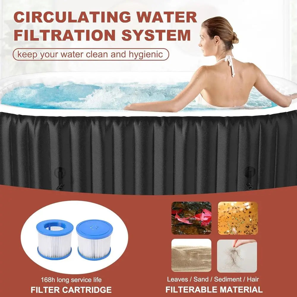 Inflatable Oval Hot Tub With 100 Bubble Jets And Heater