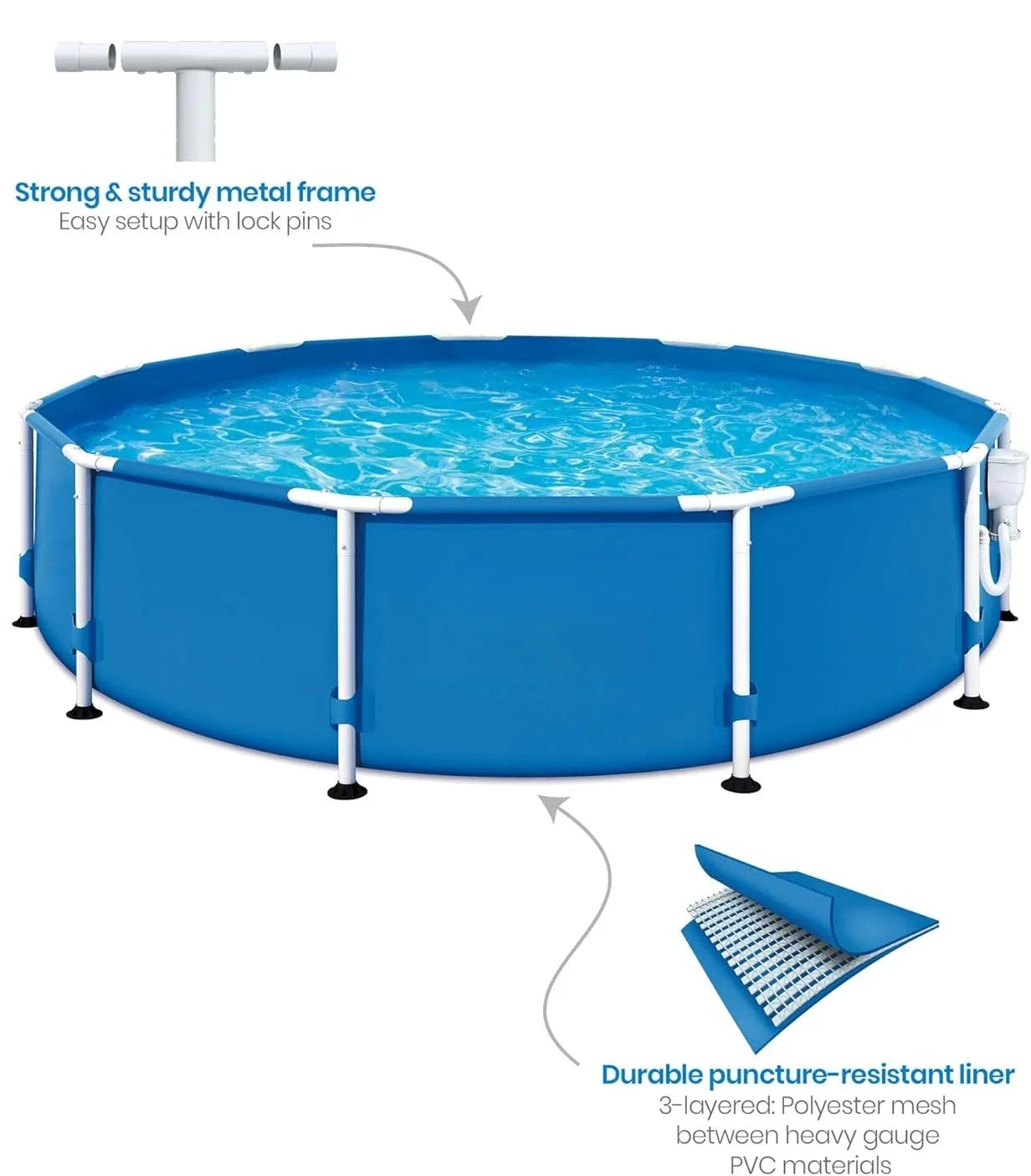 XMSJ Round Above Ground Pool Set With Skimmer Plus Pump