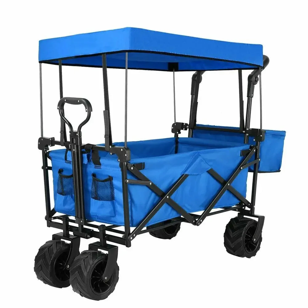 262L Collapsible Garden Cart With Removable Canopy Off Road Wheels