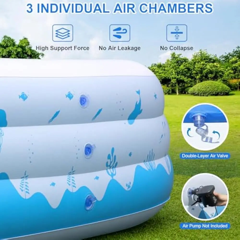 Inflatable Pool With Lights For Adults 744 Gallons PVC With Seats And Backrest Outdoor Fun