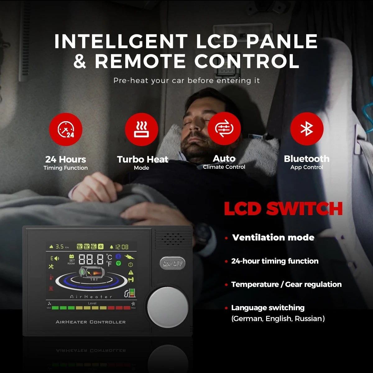 Car Air Heater Ultra Silent Diesel Air Heater With Bluetooth And LCD Monitor For Vehicles