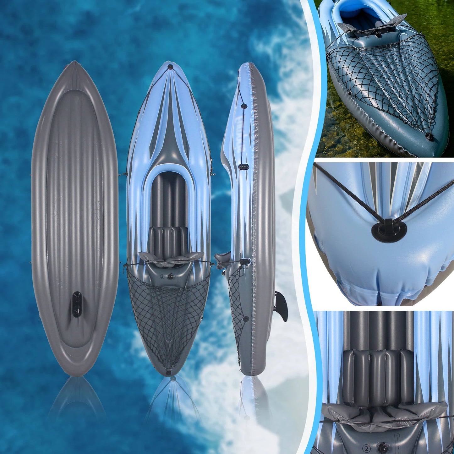 HHSJZWCY Inflatable One Person Kayak for Lakes and Rivers With Paddles