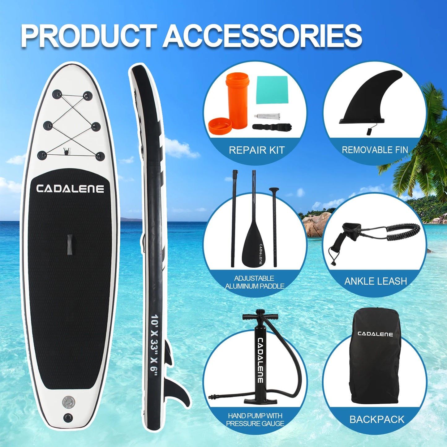 Cadalene Inflatable Stand Up Paddle Board With Accessories