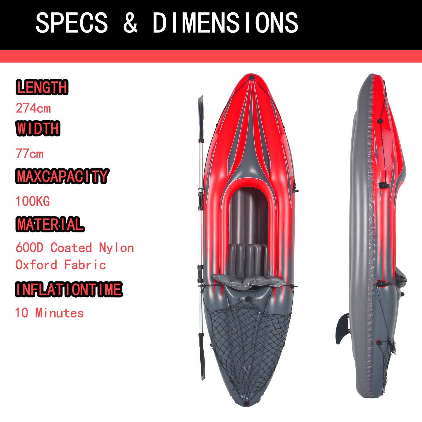 HHSJZWCY Inflatable Single Person Kayak for Lakes and Rivers