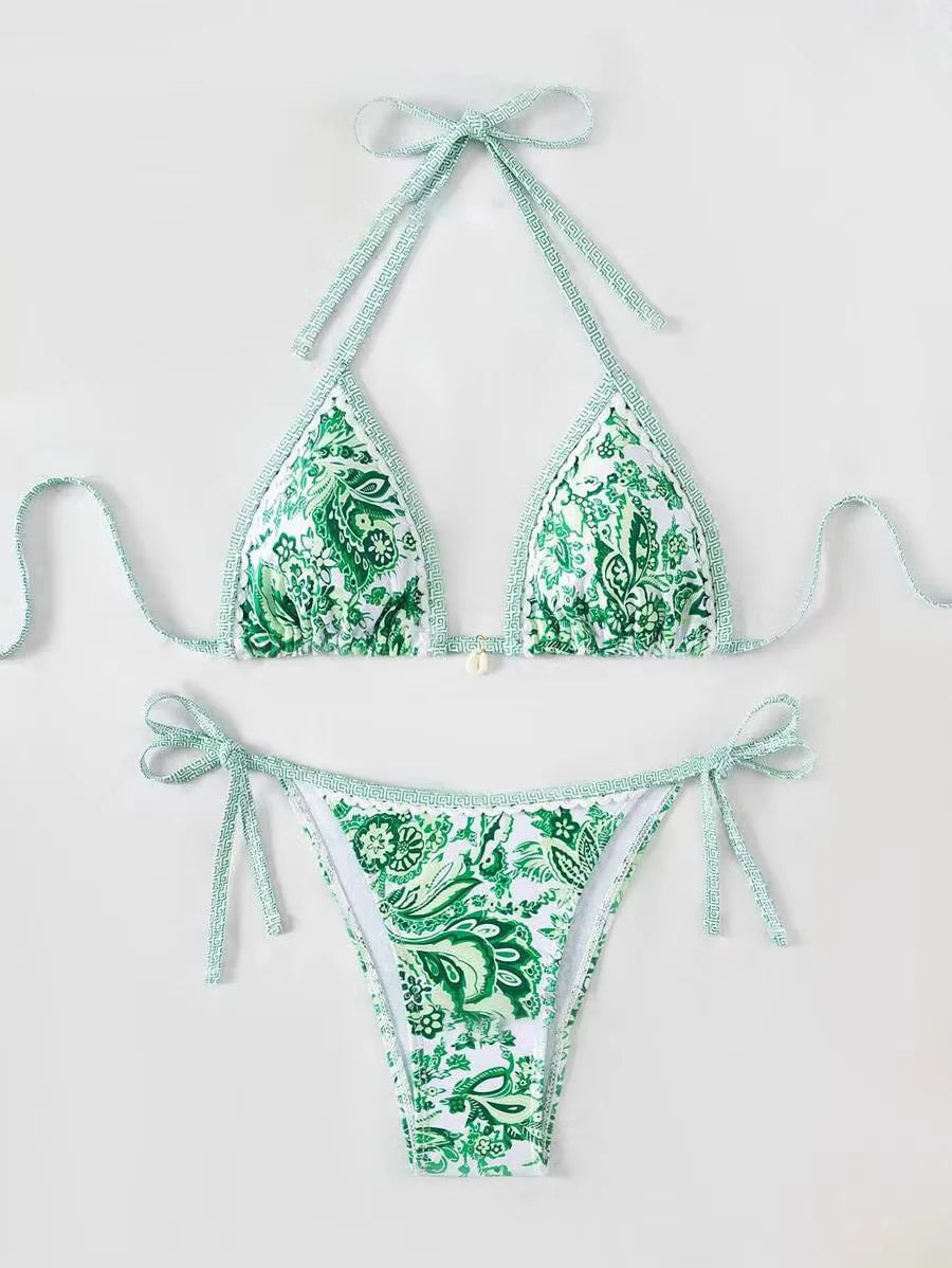 Yozihis Halter String Triangle Two Piece Bikini Swimwear