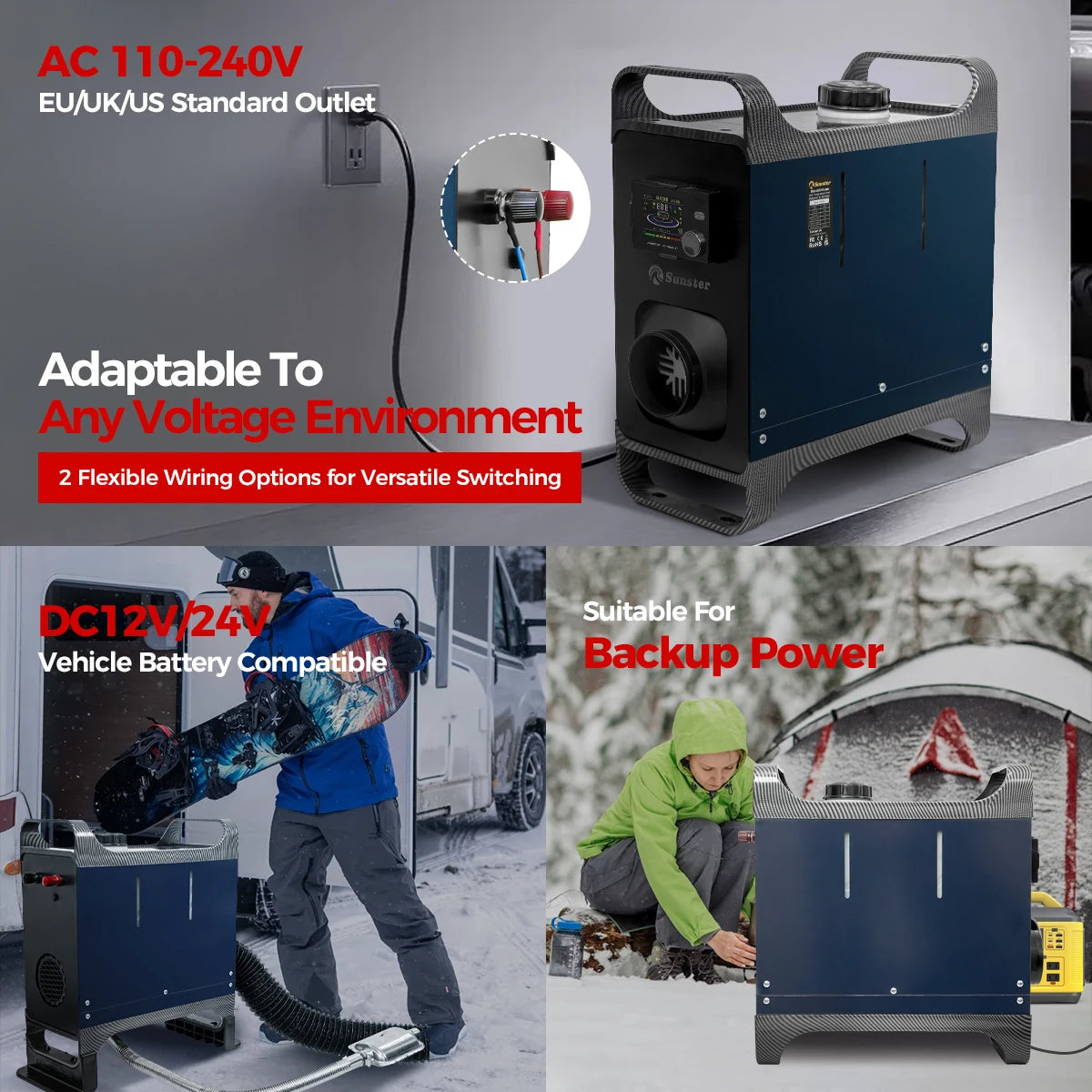 Sunster Diesel Air Heater with Remote Control for Vehicles