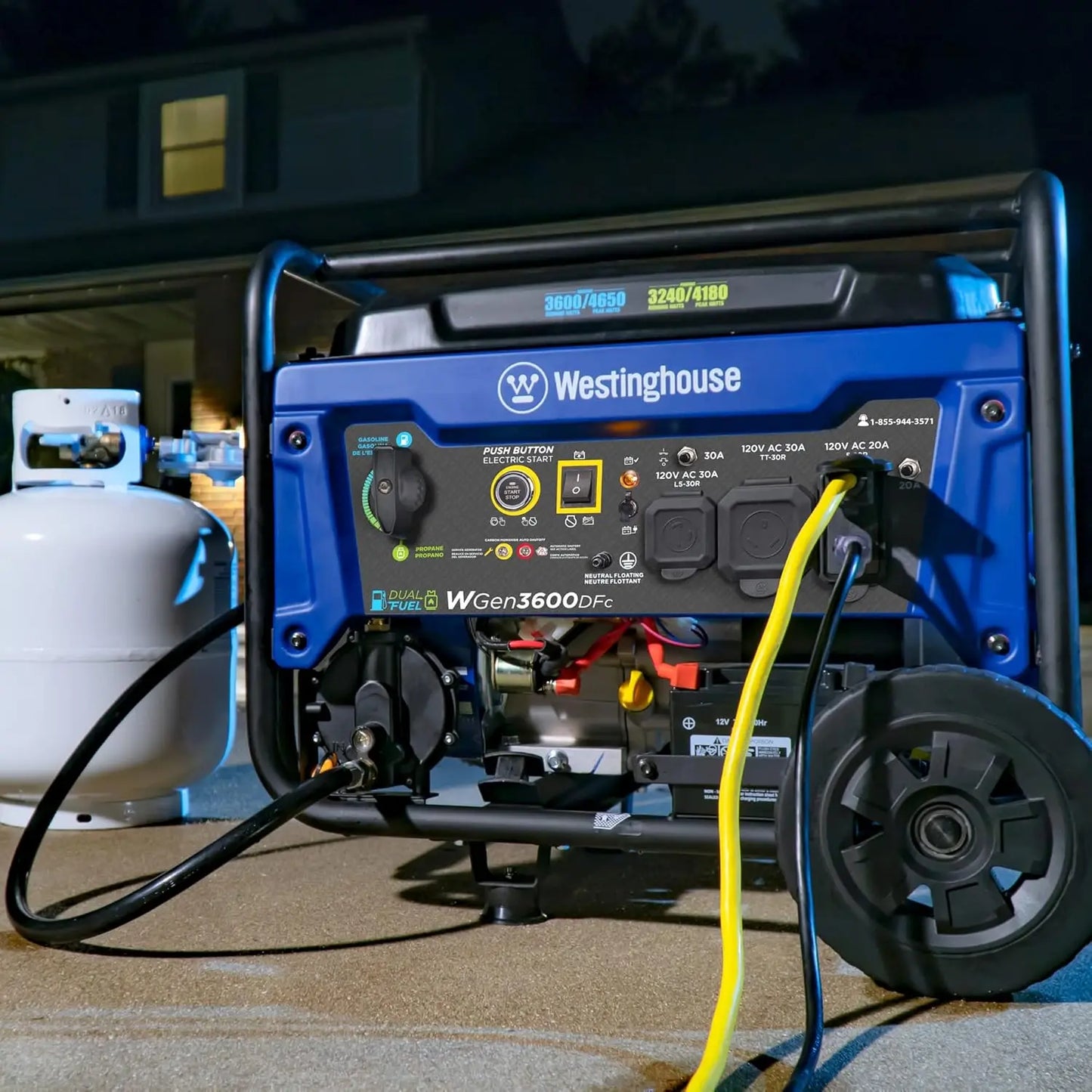 Dual Fuel Portable Generator 4650W Remote Start For RV Use