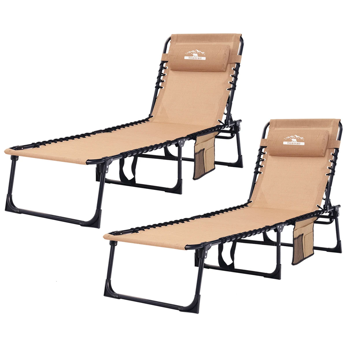 Tisetrail 2Pack Folding Chaise Lounges Sun Lounger Set