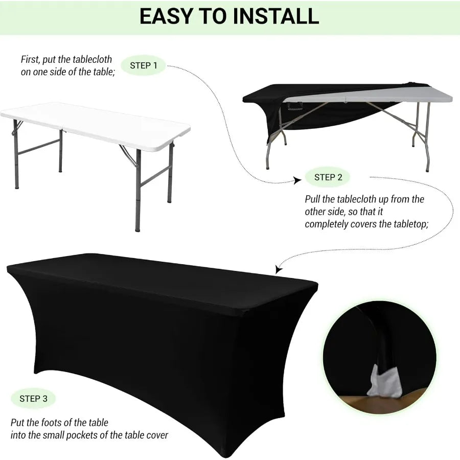 NONECN Spandex Table Covers 6 Pack For Rectangular Tables