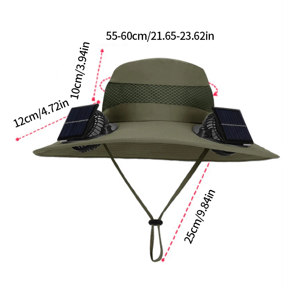 Brim Wide Brim Solar Fan Hat With USB Charging Fans