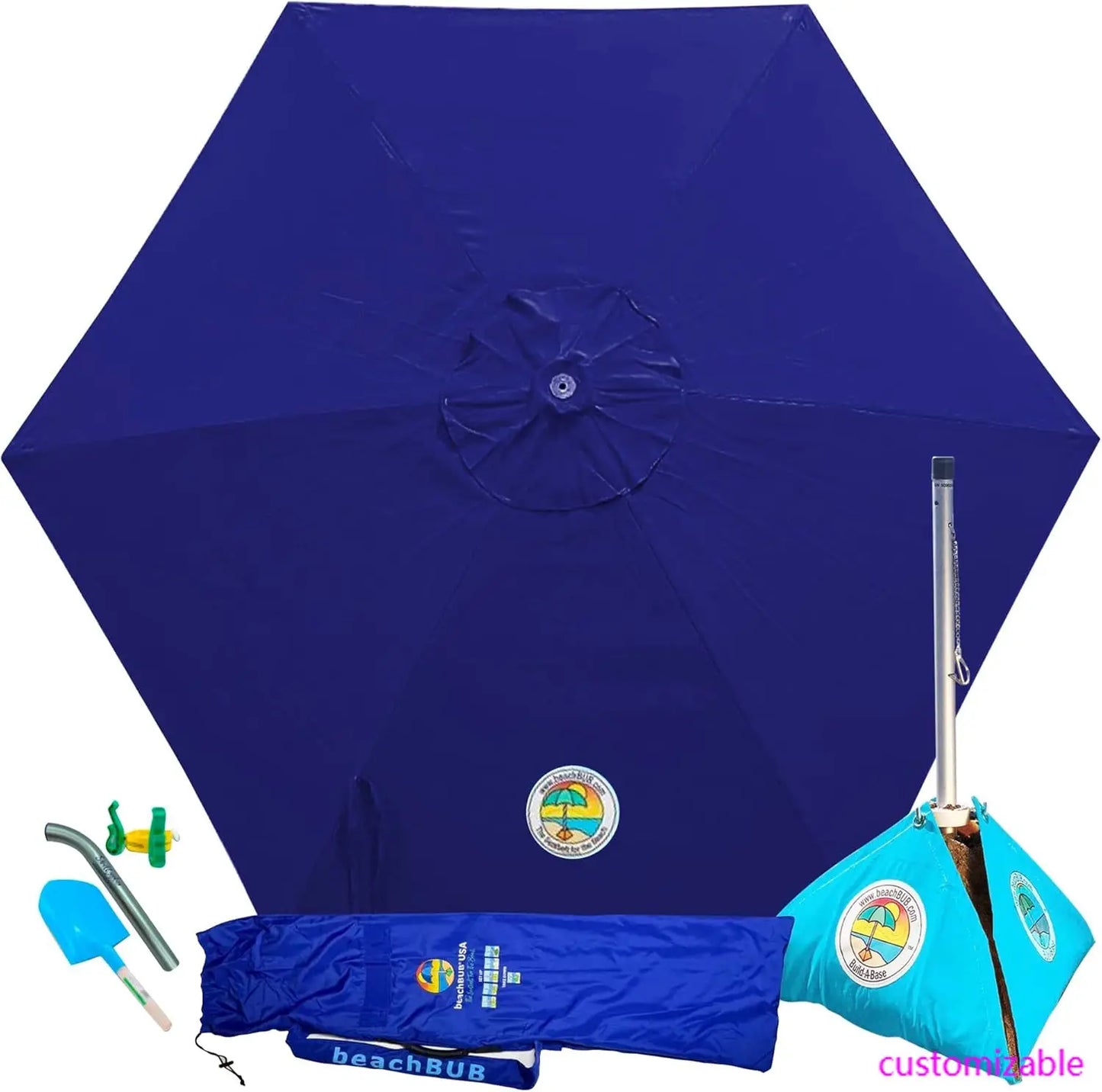 XMSJH All in One Beach Umbrella System with Ultra Base
