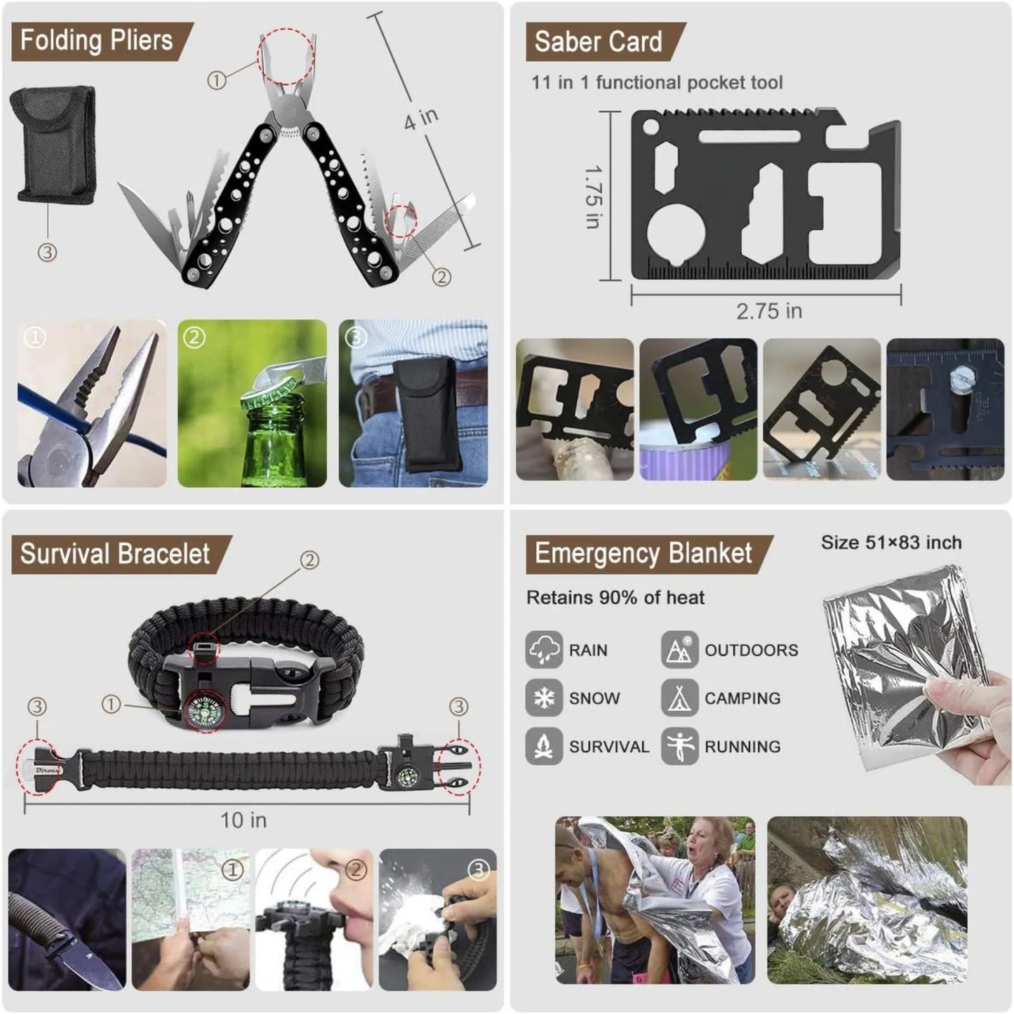 Hign-Concerned 238Pcs Emergency Survival Kit Tactical Molle