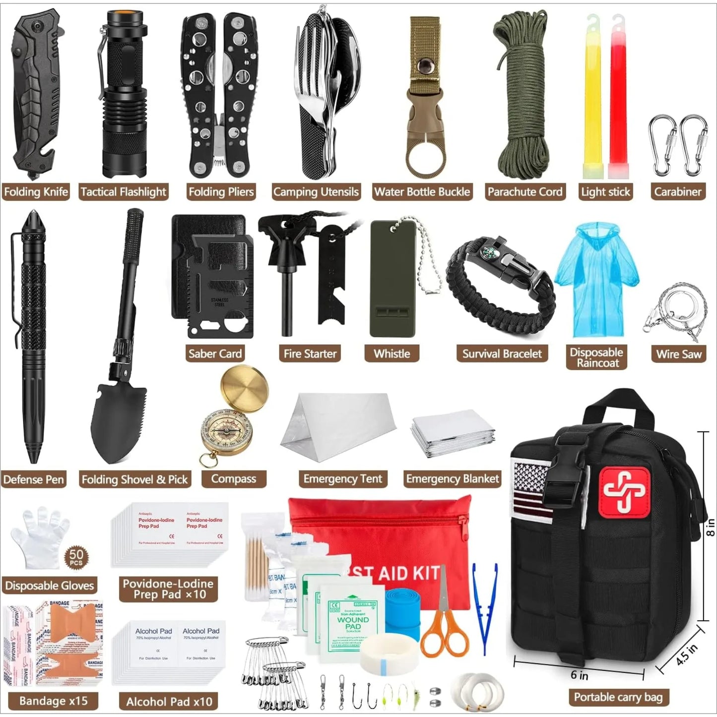 Hign-Concerned 238Pcs Emergency Survival Kit Tactical Molle