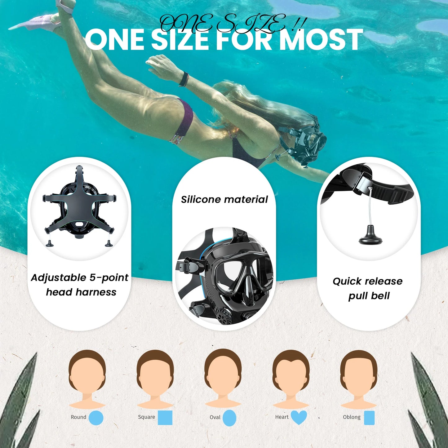 TUDIVING Full Face Diving Mask With Camera Mount For Adults