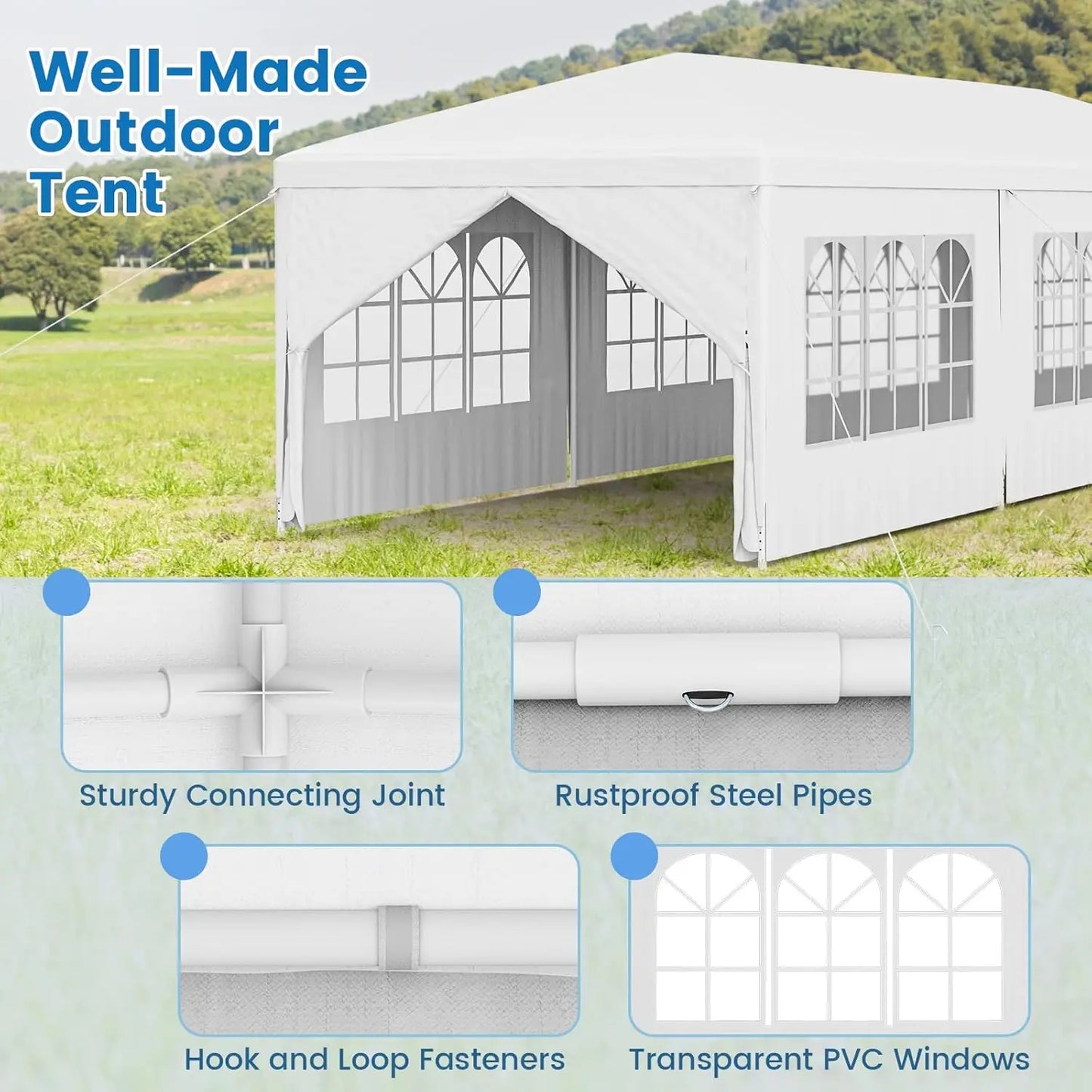 Heavy Duty Party Tent With Zippered Doors For Outdoor Events