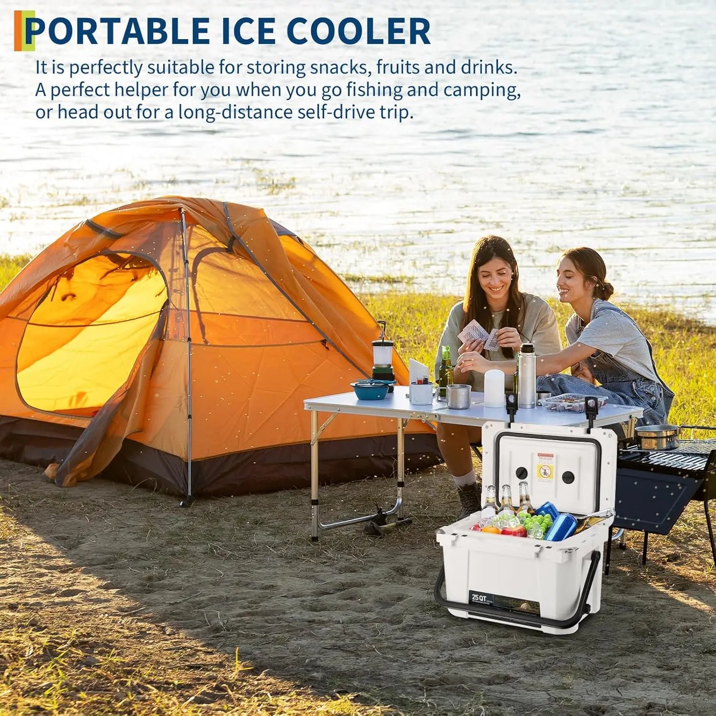 Twister.CK Heavy Duty Portable Ice Cooler for Camping, Fishing, and Picnics