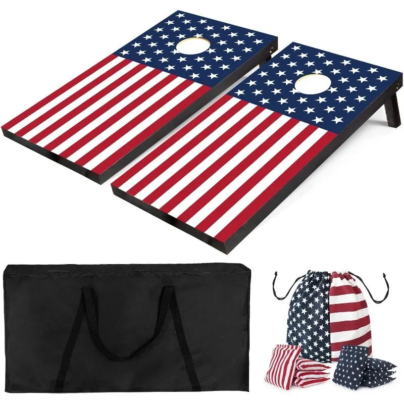 Wood Cornhole Boards Set With Carry Case And 8 Bean Bags For Indoor And Outdoor Use