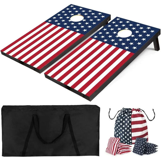 Wood Cornhole Boards Set With Carry Case And 8 Bean Bags For Indoor And Outdoor Use