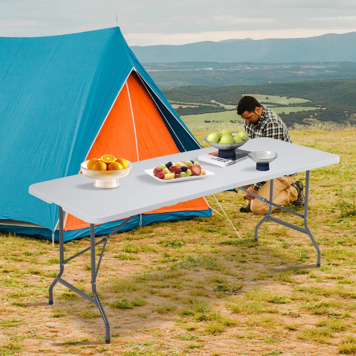 JHK Portable Folding Outdoor Table Heavy Duty With Carrying Handle