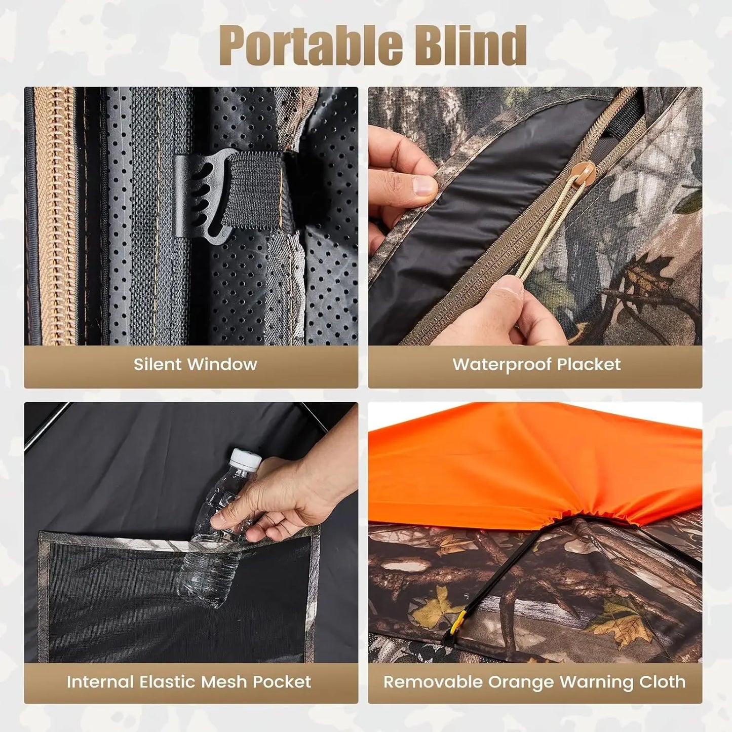 Hign-concerned Hunting Blind 300D See Through Ground Blind With Carrying Bag For 2 3 4 Person Pop Up Deer Blind Portable