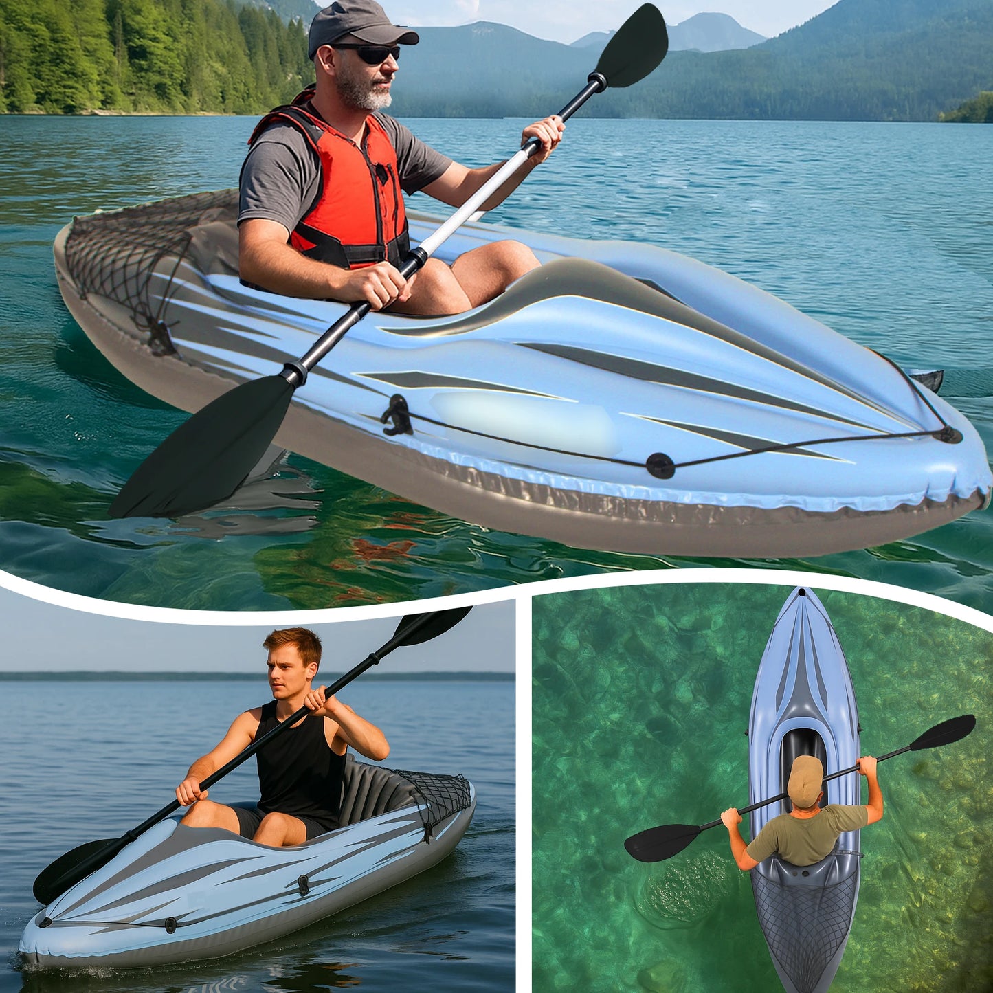 HHSJZWCY Inflatable One Person Kayak for Lakes and Rivers With Paddles